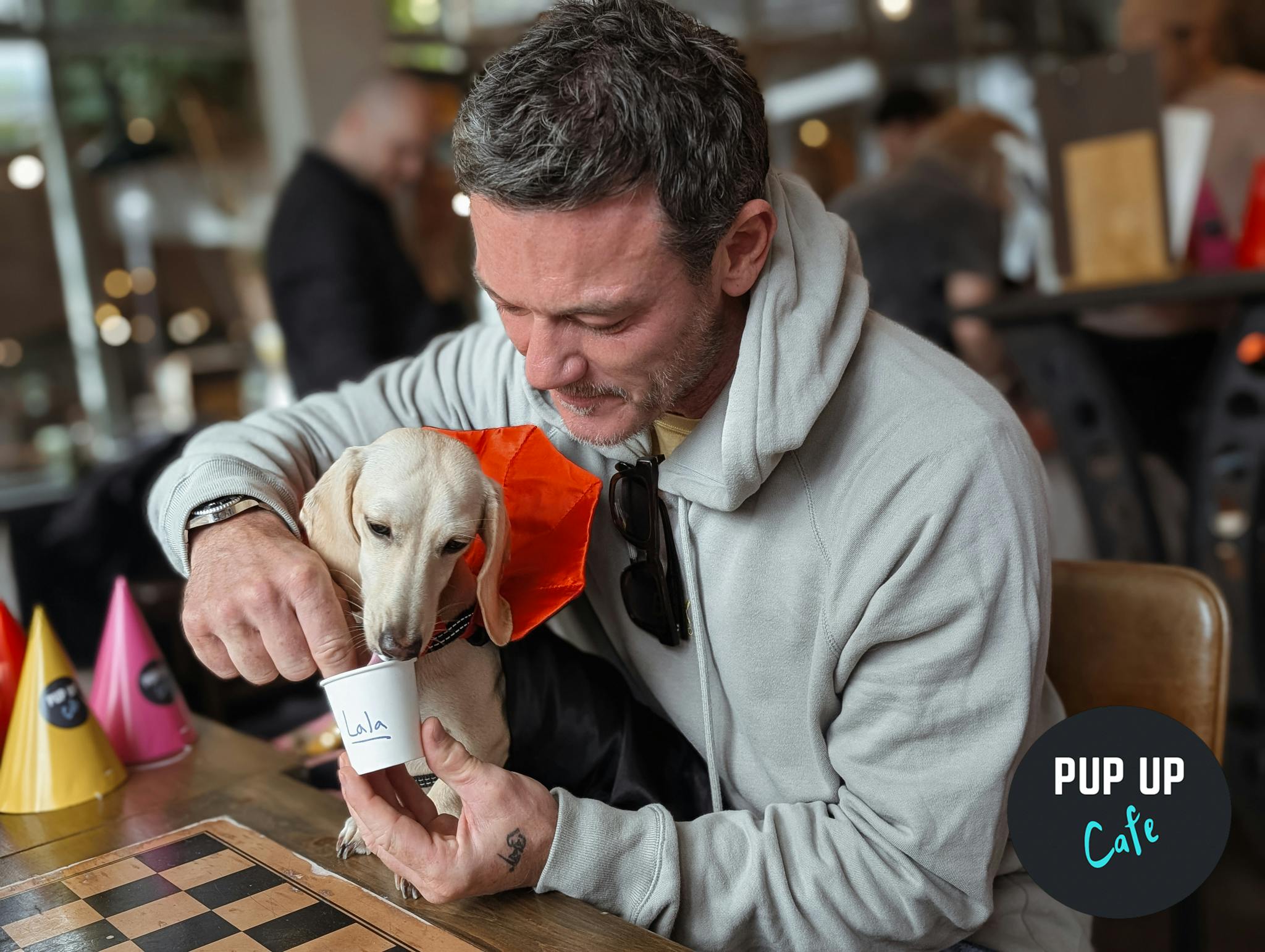 Celebrity Visit: Luke Evans visits Pup Up Cafe in Cardiff!